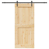 Porta Scorrevole con Set Hardware 100x210cm Legno Massello Pino