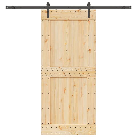 Porta Scorrevole con Set Hardware 100x210cm Legno Massello Pino