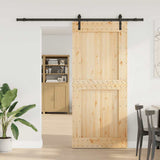 Porta Scorrevole con Set Hardware 100x210cm Legno Massello Pino