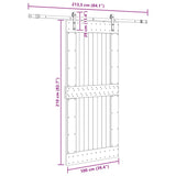 Porta Scorrevole con Set Hardware 100x210cm Legno Massello Pino