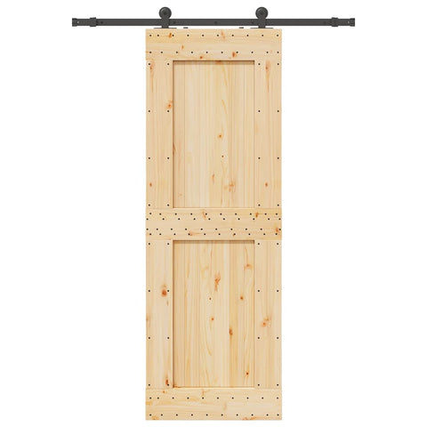 Porta Scorrevole con Set Hardware 80x210 cm Legno Massello Pino