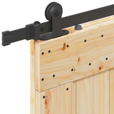 Porta Scorrevole con Set Hardware 80x210 cm Legno Massello Pino