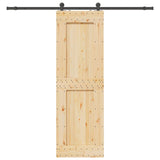 Porta Scorrevole con Set Hardware 70x210 cm Legno Massello Pino