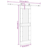 Porta Scorrevole con Set Hardware 70x210 cm Legno Massello Pino