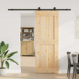 Porta Scorrevole con Set Hardware 85x210 cm Legno Massello Pino