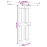 Porta Scorrevole con Set Hardware 85x210 cm Legno Massello Pino