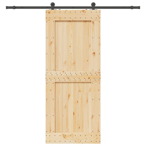 Porta Scorrevole con Set Hardware 95x210 cm Legno Massello Pino