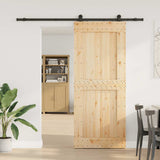 Porta Scorrevole con Set Hardware 95x210 cm Legno Massello Pino