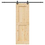 Porta Scorrevole con Set Hardware 70x210 cm Legno Massello Pino