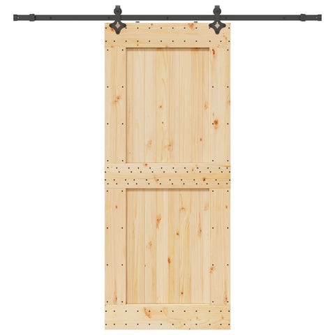 Porta Scorrevole con Set Hardware 95x210 cm Legno Massello Pino