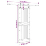 Porta Scorrevole con Set Hardware 80x210 cm Legno Massello Pino