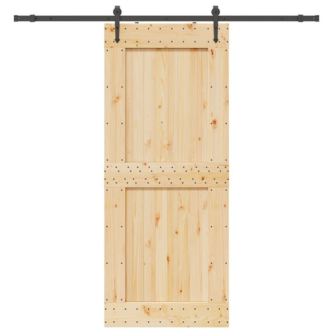 Porta Scorrevole con Set Hardware 95x210 cm Legno Massello Pino