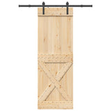 Porta Scorrevole con Set Hardware 80x210 cm Legno Massello Pino