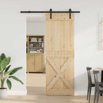 Porta Scorrevole con Set Hardware 80x210 cm Legno Massello Pino