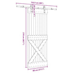 Porta Scorrevole con Set Hardware 80x210 cm Legno Massello Pino