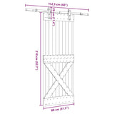 Porta Scorrevole con Set Hardware 80x210 cm Legno Massello Pino