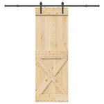 Porta Scorrevole con Set Hardware 80x210 cm Legno Massello Pino