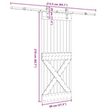 Porta Scorrevole con Set Hardware 80x210 cm Legno Massello Pino