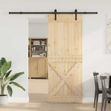 Porta Scorrevole con Set Hardware 90x210 cm Legno Massello Pino