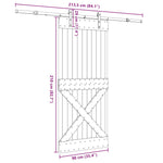 Porta Scorrevole con Set Hardware 90x210 cm Legno Massello Pino