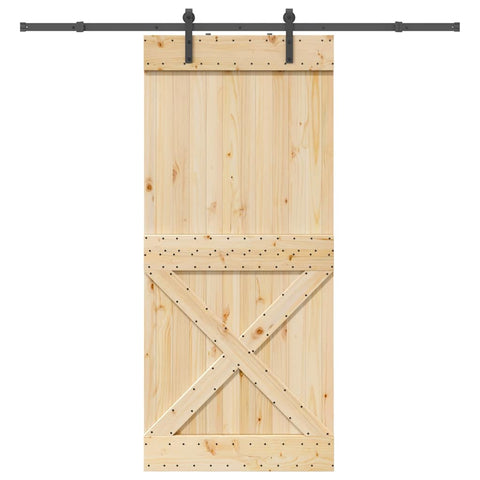 Porta Scorrevole con Set Hardware 100x210cm Legno Massello Pino