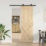 Porta Scorrevole con Set Hardware 70x210 cm Legno Massello Pino