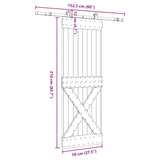 Porta Scorrevole con Set Hardware 70x210 cm Legno Massello Pino