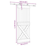 Porta Scorrevole con Set Hardware 80x210 cm Legno Massello Pino