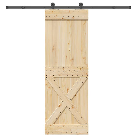 Porta Scorrevole con Set Hardware 80x210 cm Legno Massello Pino