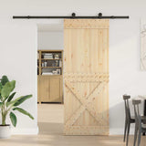 Porta Scorrevole con Set Hardware 90x210 cm Legno Massello Pino