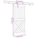 Porta Scorrevole con Set Hardware 90x210 cm Legno Massello Pino