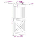 Porta Scorrevole con Set Hardware 90x210 cm Legno Massello Pino