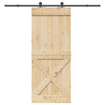 Porta Scorrevole con Set Hardware 95x210 cm Legno Massello Pino