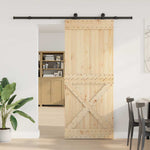 Porta Scorrevole con Set Hardware 95x210 cm Legno Massello Pino