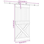 Porta Scorrevole con Set Hardware 95x210 cm Legno Massello Pino