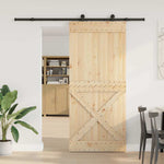 Porta Scorrevole con Set Hardware 100x210cm Legno Massello Pino