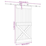 Porta Scorrevole con Set Hardware 100x210cm Legno Massello Pino