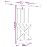 Porta Scorrevole con Set Hardware 100x210cm Legno Massello Pino