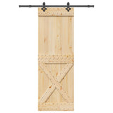 Porta Scorrevole con Set Hardware 80x210 cm Legno Massello Pino