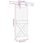 Porta Scorrevole con Set Hardware 80x210 cm Legno Massello Pino