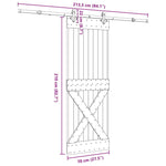 Porta Scorrevole con Set Hardware 70x210 cm Legno Massello Pino