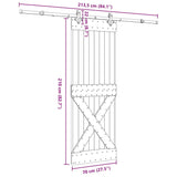 Porta Scorrevole con Set Hardware 70x210 cm Legno Massello Pino