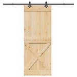 Porta Scorrevole con Set Hardware 90x210 cm Legno Massello Pino