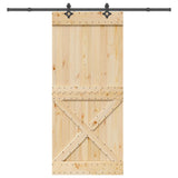 Porta Scorrevole con Set Hardware 100x210cm Legno Massello Pino