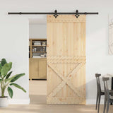 Porta Scorrevole con Set Hardware 100x210cm Legno Massello Pino