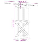 Porta Scorrevole con Set Hardware 100x210cm Legno Massello Pino