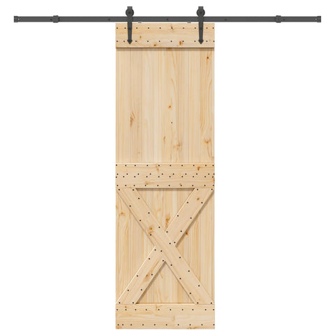 Porta Scorrevole con Set Hardware 70x210 cm Legno Massello Pino