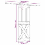 Porta Scorrevole con Set Hardware 70x210 cm Legno Massello Pino