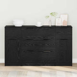 Credenza con cassetto 3 pcs Rovere Nero Legno truciolato