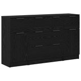 Credenza con cassetto 3 pcs Rovere Nero Legno truciolato